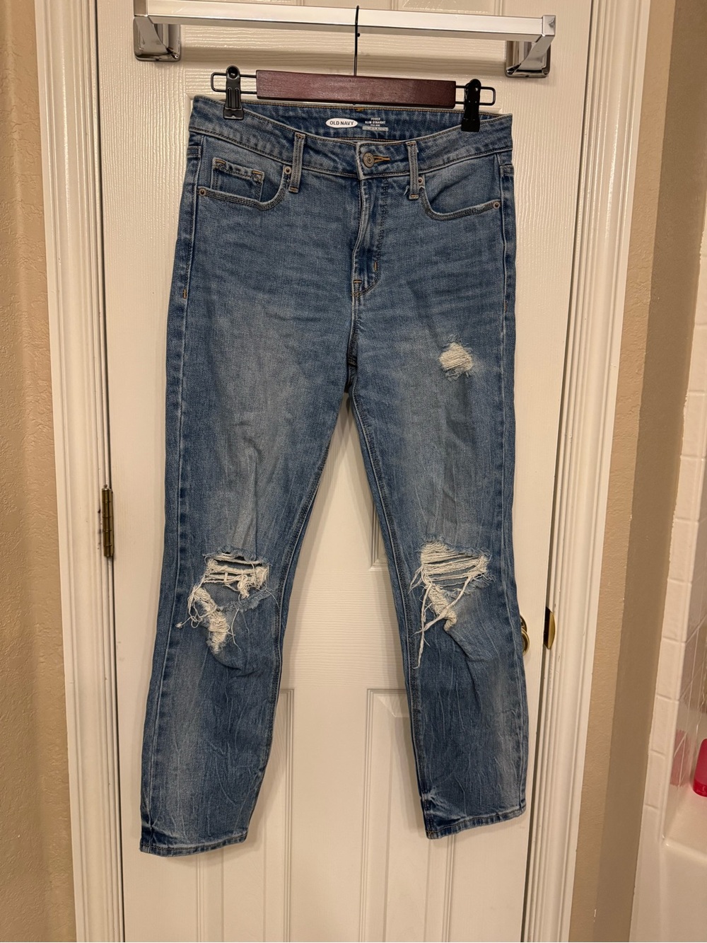 Old Navy Light Blue Distressed High Rise Jeans